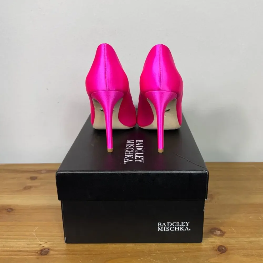 New Badgley Mischka Cher Pump in Hot Pink Satin Women's Size 6